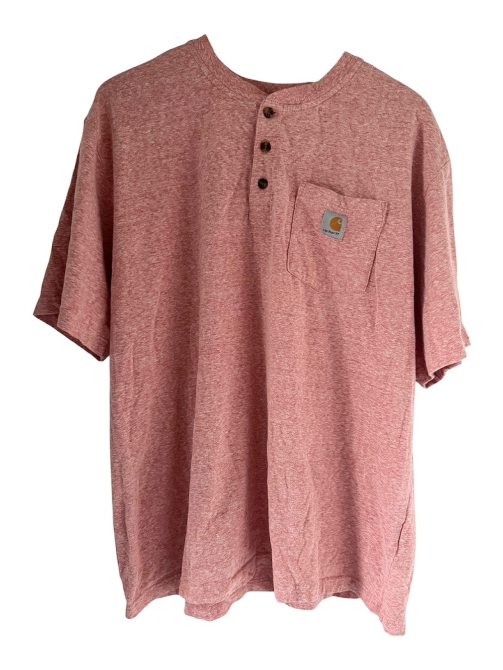 Carhartt Mens Dearborn Loose Fit Short Sleeve Henley Tee in Salmon Heather XL